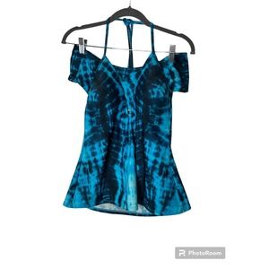 Rachael Roy Swimming Suit in Blue and Black Tie Dye Size Large